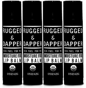 RUGGED & DAPPER Organic Lip Balm Set for Men | Natural Eucalyptus + Mint Flavor | Pack of 4 tubes