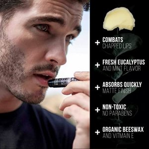 RUGGED & DAPPER Organic Lip Balm Set for Men | Natural Eucalyptus + Mint Flavor | Pack of 4 tubes