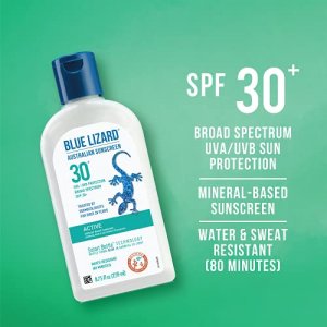 BLUE LIZARD Active Mineral Sunscreen with Zinc Oxide/SPF 30+, Unscented, 8.75 Fl Oz