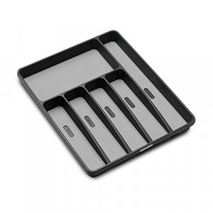 madesmart Classic Large Silverware Tray - Granite |CLASSIC COLLECTION | 6-Compartments| Kitchen Drawer Organizer | Soft-Grip Lining and Non-Slip Rubb