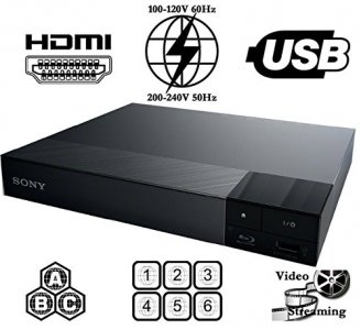 SONY S1700 Multi System All Region CodeFree Blu Ray Disc DVD Player - PAL/NTSC - USB - 110-240V 50/60Hz - 6 feet HDMI Cable Included