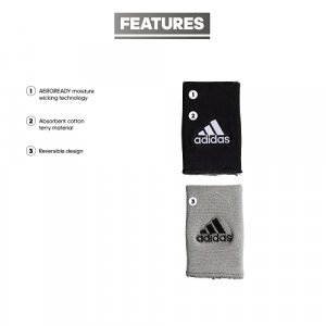 Adidas Interval Large Reversible Wristband, Black/White / Aluminium 2/Black, One Size Fits All