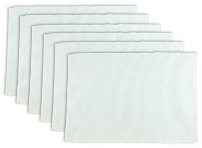  DII Basic Everyday Ribbed Tabletop 100% Cotton, Placemat Set,  13x19, White, 6 Piece : Home & Kitchen