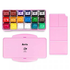 Miya Gouache Paint Set, 18 Colors X 30Ml Unique Jelly Cup Design, Portable Case (Pink)