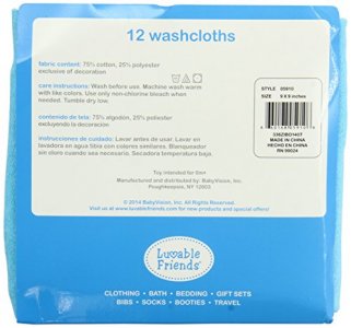 Luvable Friends 12 Washcloths With Bonus Toy - Blue