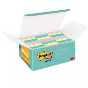 Post-it Notes, 1 3/8 in x 1 7/8 in, 24 Pads, America's #1 Favorite Sticky  Notes, Beachside Café Collection, Pastel Colors, Clean Removal, Recyclable