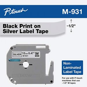 Brother Tape Cartridge 0.5In Wide, Non-Laminated Black On Silver (M931)