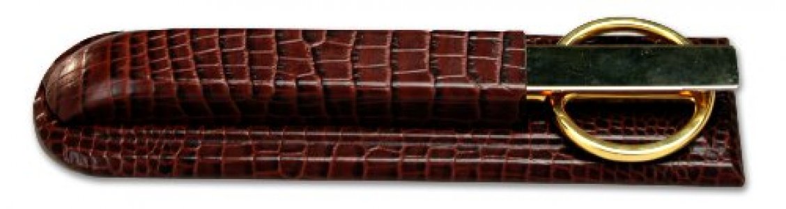Dacasso Brown Crocodile Embossed Leather Library Set