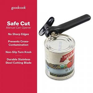 GoodCook Can Opener, Safe Cut Manual Can Opener, no Sharp Can Edges,  Black,2 Pack