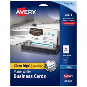 Avery Printable Business Cards, Inkjet Printers, 90 Cards, 2 X 3.5, Clean Edge, Heavyweight (28878)
