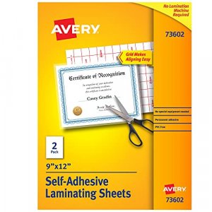 Avery Self-Adhesive Laminating Sheets, 9 X 12 Inches, Pack Of 2 (73602)