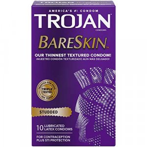 Trojan Studded Bareskin Lubricated Condoms, 10ct