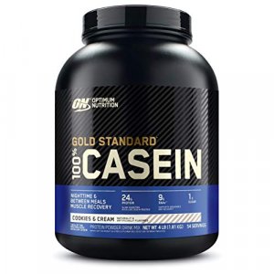 Optimum Nutrition Gold Standard 100% Micellar Casein Protein Powder, Slow Digesting, Helps Keep You Full, Overnight Muscle Recovery, Cookies And Crea