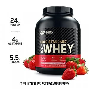 Optimum Nutrition Gold Standard 100% Whey Protein Powder, Delicious Strawberry, 5 Pound
