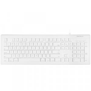 Macally Full Size Usb Wired Keyboard (Mkeye) For Mac And Pc (White) W/ Shortcut Hot Keys