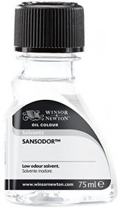 Winsor & Newton Sansodor Low Odor Solvent, 75ml, Clear, Black, 2 Fl Oz