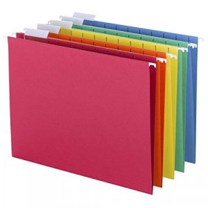 Smead Hanging File Folder With Tab 1/5-Cut Adjustable Tab Letter Size Assorted Primary Colors 25 Per Box (64059)