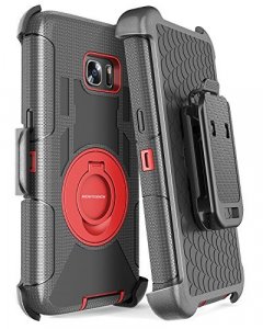 Bentoben Galaxy S7 Edge Case, Heavy Duty Shockproof Full Body, Black/Red