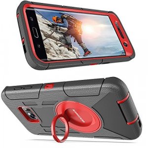 Bentoben Galaxy S7 Edge Case, Heavy Duty Shockproof Full Body, Black/Red