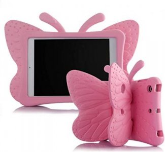 Ipad Mini Case,Er Chen Kids Light Weight Cute Butterfly Design Shock Proof Eva Foam Series Case For Ipad Mini 1/2/3/4 (Pink)