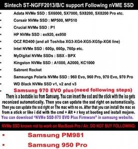 Sintech Ngff M.2 Nvme Ssd Adapter Card For Upgrade 2013-2015 Year Macs(Not Fit Early 2013 Macbook Pro)