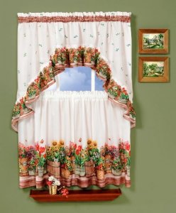 Achim Home Furnishings 57, Multi Country Garden Swag And Tier Kitchen Curtain Set, 24-Inch