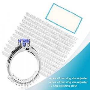 5 Stars United Ring Size Adjuster For Loose Rings - 12 Pack, 2 Sizes - Jewelry Sizer, Mandrel For Making Jewelry Guard, Spacer, Sizer, Fitter 