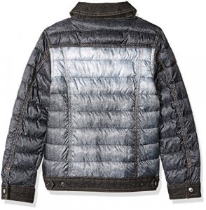 GUESS Big Girl's Mini Me Denim Print Puffer Jacket Outerwear, Blue Denim Print, 10