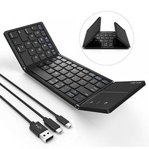 Jelly Comb Foldable Bluetooth Keyboard, 3-In-1 (Usb/Microusb/Type C) Compatible For All Devices Windows Ios Android Tablet-Black