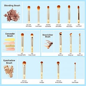 Jessup Eye Makeup Brushes Set, Premium Synthetic Eyeshadow Blending Concealer Eyebrow Eyeliner Brush, 15pcs Labeled Bamboo Make Up Brushes T137