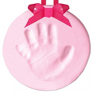 Pearhead Easy-to-Create Babyprints Baby Handprint or Footprint Keepsake Ornament Kit with Ribbon, Pink
