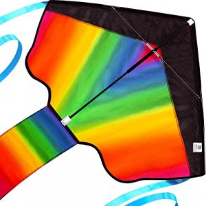aGreatLife Rainbow Kite for Kids Easy to Fly in Low Wind Speed, Beginners Kids Kite for Family Outdoor Games and Activities, Extremely Easy to Assemb