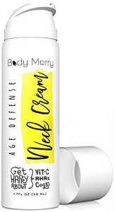 Body Merry Age Defense Neck Cream - Anti Aging Moisturizer w CoQ10 + Vitamin C + Squalane For Firming & Combating Wrinkles On Neck, Decolletage, Face