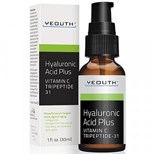YEOUTH Hyaluronic Acid Plus Vitamin C Serum,Anti-Aging Serum,Firm & Tighten,Facial Vitamin C Oil Brightening Serum to Fade Dark Spots 1oz (1oz)