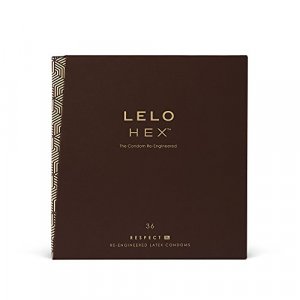 LELO HEX Respect, XL Size, Luxury Condoms with Unique Hexagonal Structure, Thin Yet Strong Latex Condom, Lubricated (36 pack)