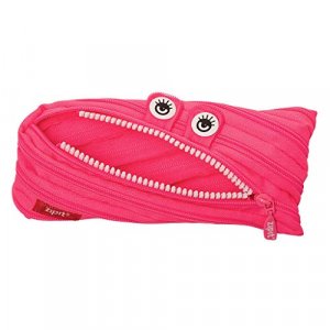 ZIPIT Monster Pencil Case for Girls, Holds Up to 30 Pens, Machine Washable, Made of One Long Zipper! (Pink)