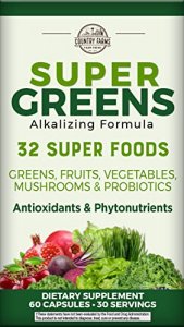 Country Farms Super Greens Vegicaps, Whole Food Supplement, 29 Super Foods, 30 servings, Packaging may vary
