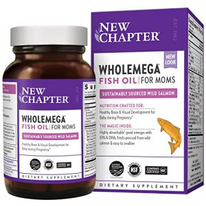 New Chapter Prenatal DHA - Wholemega for Moms Fish Oil Supplement with Omega-3 + Vitamin D3 for Prenatal & Postnatal Support - 90 ct softgels 500mg