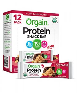 Orgain Organic Plant Based Protein Bar, Peanut Butter Chocolate Chunk - 10g of Protein, Vegan, Gluten Free, Non Dairy, Soy Free, Lactose Free, Kosher