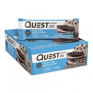Quest Nutrition Cookies & Cream Protein Bar, High Protein, Low Carb, Gluten Free, Keto Friendly, 12 Count