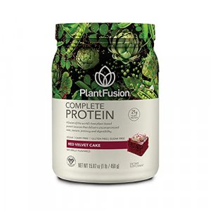 PlantFusion Vegan Protein Powder, Plant Based Protein Powder, BCAAs + Digestive Enzymes, Clean Protein; Dairy Free, Gluten Free, Red Velvet 1lb