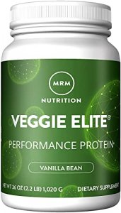 MRM Nutrition Veggie Elite Performance Protein | Vanilla Bean Flavored| Plant-Based Protein| Easy to Digest | with BCAAs| Vegan + Gluten-Free | Clini