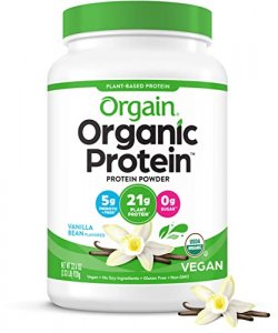Orgain Organic Plant Based Protein Powder, Vanilla Bean - 21g of Protein, Vegan, Low Net Carbs, Gluten Free, Lactose Free, No Sugar Added, Soy Free,