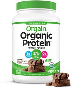 Orgain Organic Plant Based Protein Powder,Creamy Chocolate Fudge -21g of Protein, Vegan, Low Net Carbs,Non Dairy,Gluten Free, No Sugar Added, Soy Fre