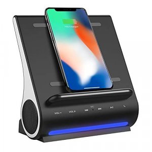 Azpen Dockall D108 Wireless Charging Dock with Upgraded Bluetooth Speakers Wireless Charging for iPhone 12/ 12 Pro/ 12 Mini/ 11/11 Max/ 11 Max Pro/ X