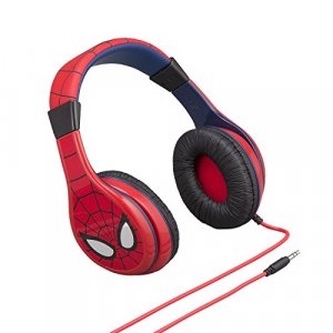 eKids Spiderman Kids Headphones, Adjustable Headband, Stereo Sound, 3.5Mm Jack, Wired Headphones for Kids, Tangle-Free, Volume Control, Childrens Hea