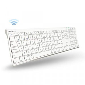 Macally Wireless Bluetooth Keyboard for Mac or Windows PC - Multi Device Keyboard, Up to 3 Devices - Compatible Apple Keyboard Rechargeable with 110