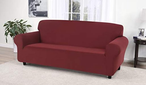 Madison Stretch Jersey Sofa Slipcover, Solid, Ruby