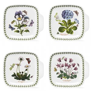Portmeirion - Botanic Garden Collection - Canape Plates Set of 4 - Dishwasher, Microwave, Freezer and Oven Safe