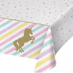 Creative Converting All Over Print Plastic Tablecover, Unicorn Sparkle, One Size, Multi Color